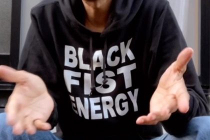 black fist energy hoodie